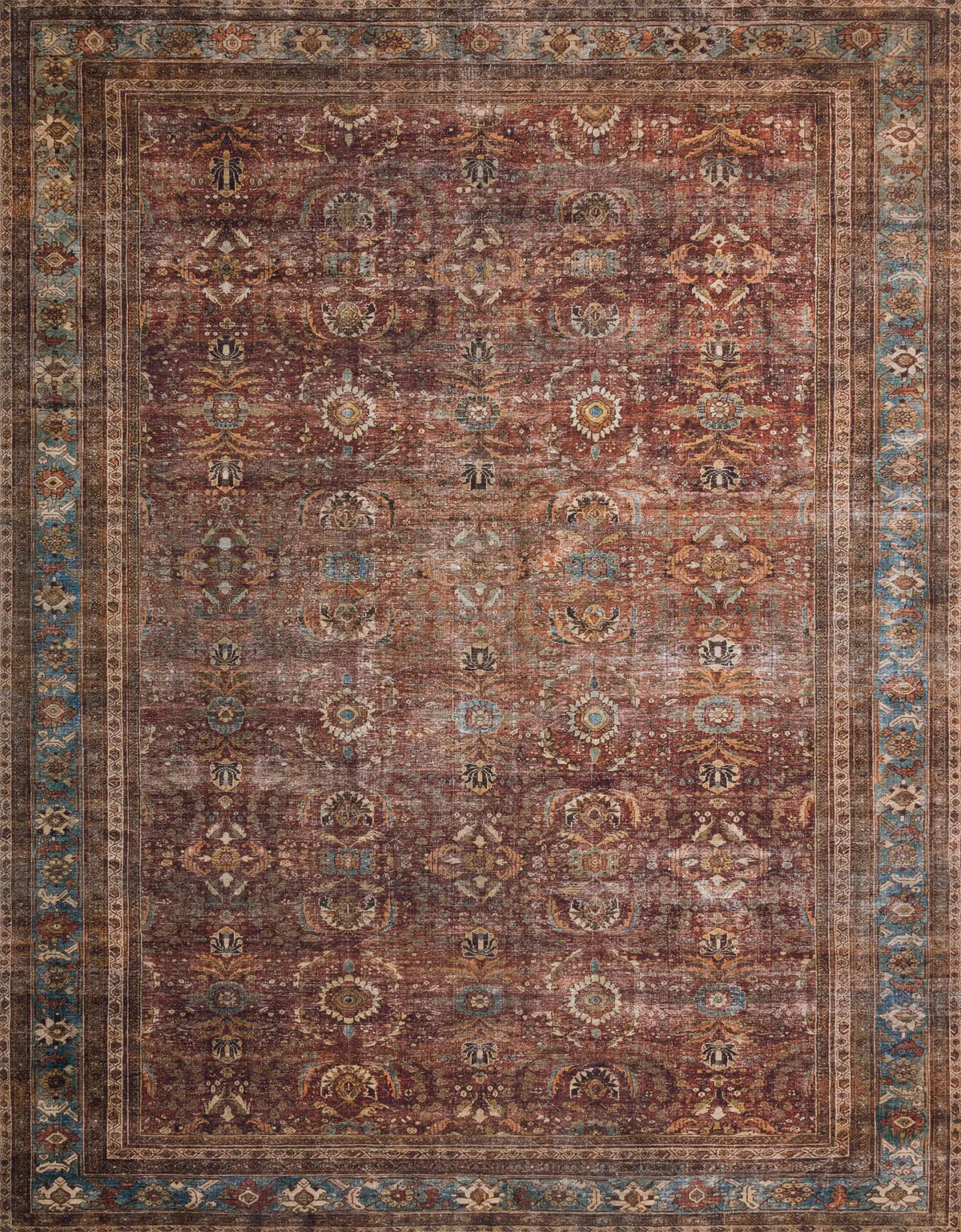Loloi Layla Lay-01 Brick / Blue Rugs - main flat