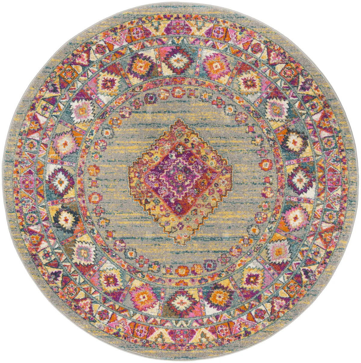 Safavieh Madison 6'-7" x 6'-7" Rug in Light Grey / Fuchsia