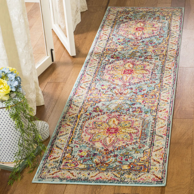 Safavieh Phoenix 100 2'-3" x 10'-0" Rug in Turquoise / Beige