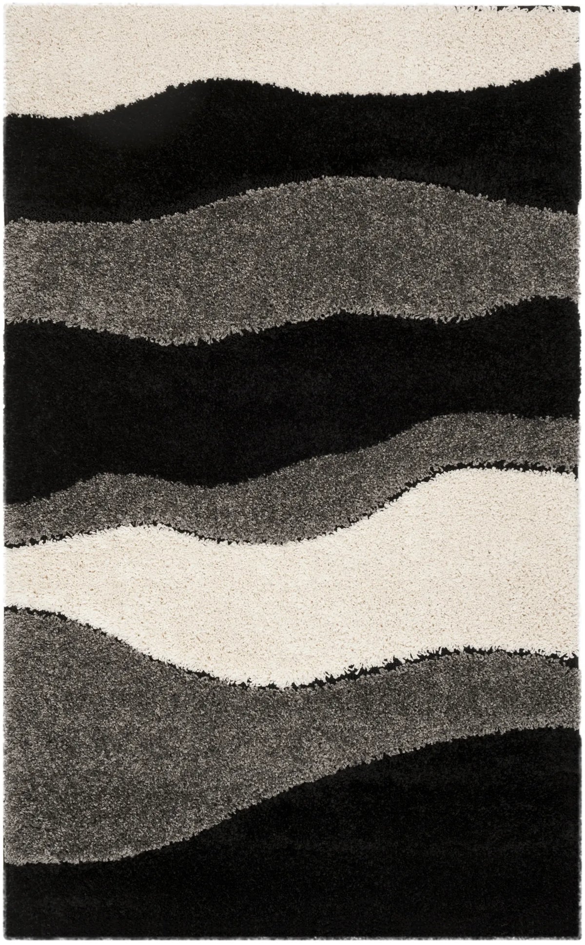 Safavieh Florida Shag 3'-3" x 5'-3" Rug in Grey / Black