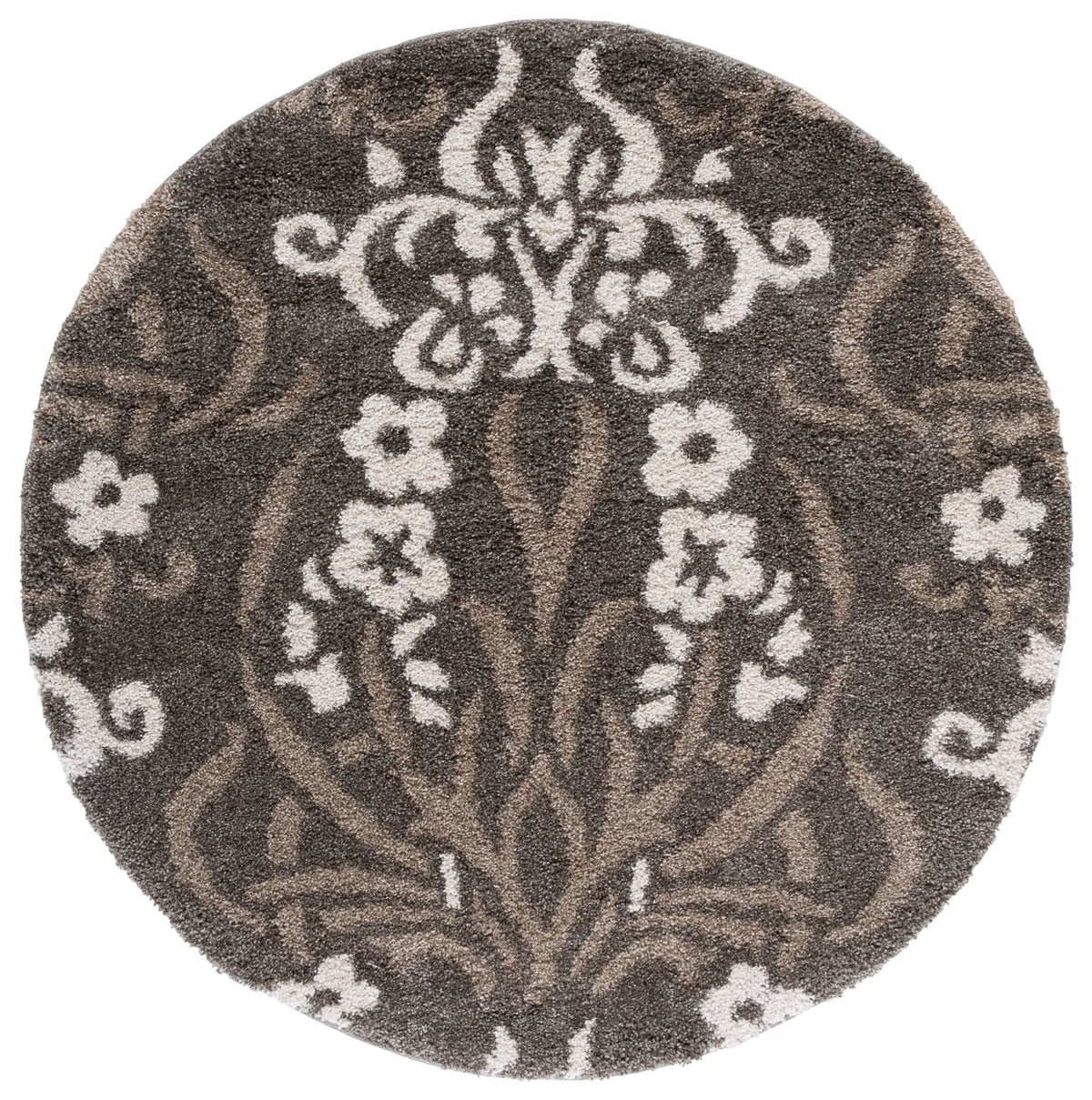 Safavieh Florida Shag 5'-0" x 5'-0" Rug in Smoke / Beige