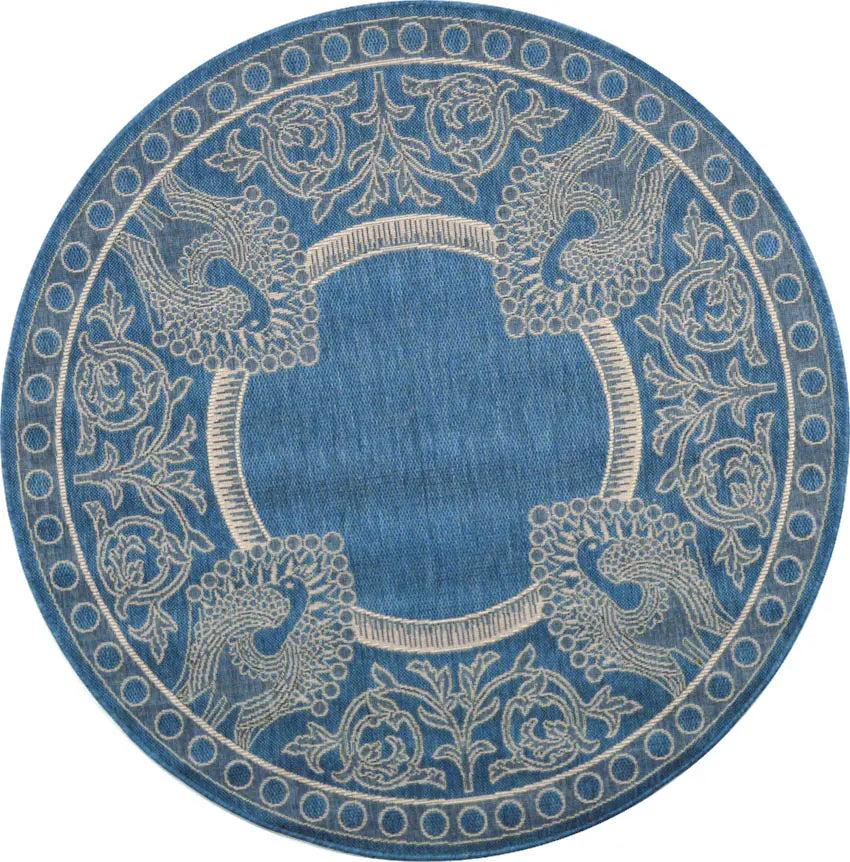Safavieh Courtyard 5'-3" x 5'-3" Rug in Blue / Natural