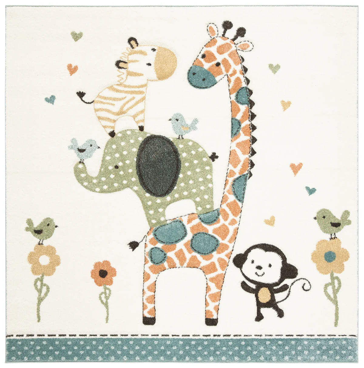 Safavieh Carousel Kids 100 5'-3" x 5'-3" Rug in Ivory