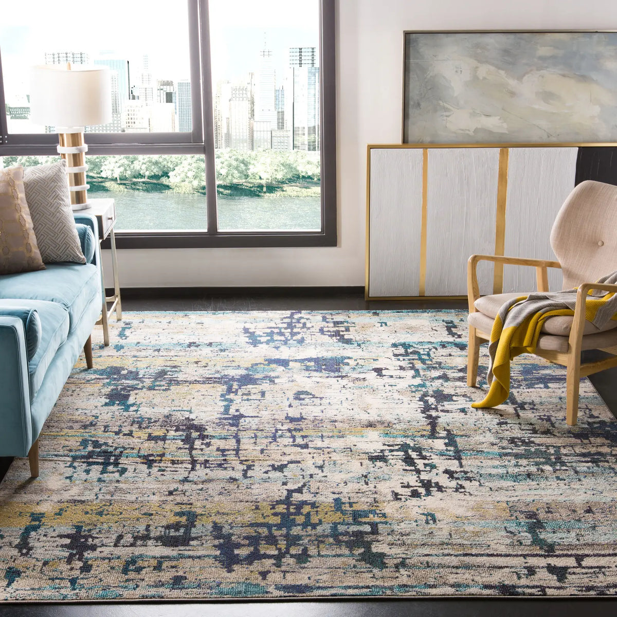 Safavieh Madison 10'-0" x 14'-0" Rug in Cream / Blue
