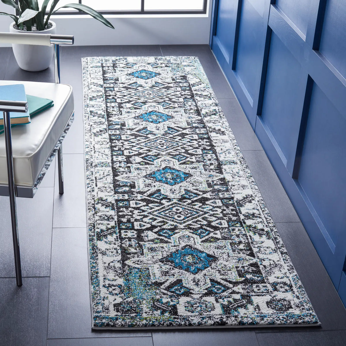Safavieh Vintage Hamadan 2'-3" x 10'-0" Rug in Dark Grey / Ivory