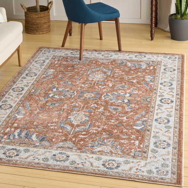 Nourison Astra Machine Washable ASW20 Machine Made Rust, Ivory Rug