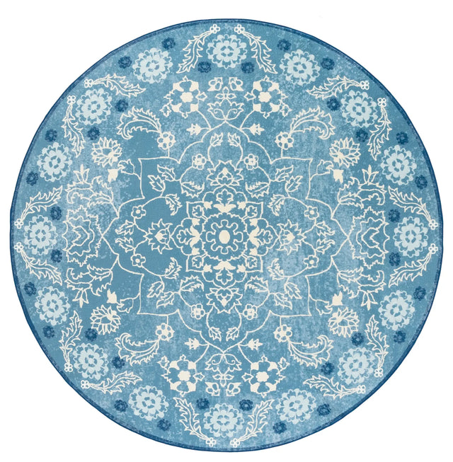Safavieh Martha Stewart Washable 6'-0" x 6'-0" Rug in Blue / Beige