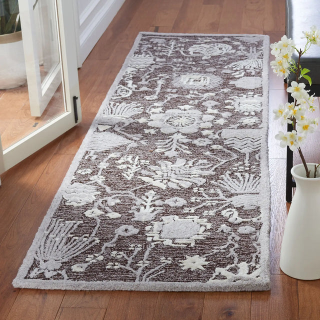 Safavieh Glamour 2'-3" x 8'-0" Rug in Dark Brown / Ivory