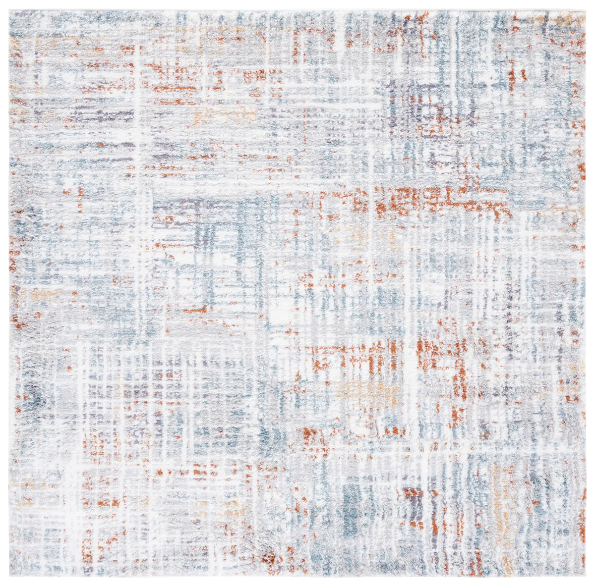 Safavieh Berber Shag 7'-0" x 7'-0" Rug in Blue Rust / Ivory