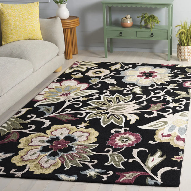 Safavieh Blossom 4'-0" x 6'-0" Rug in Black / Sage
