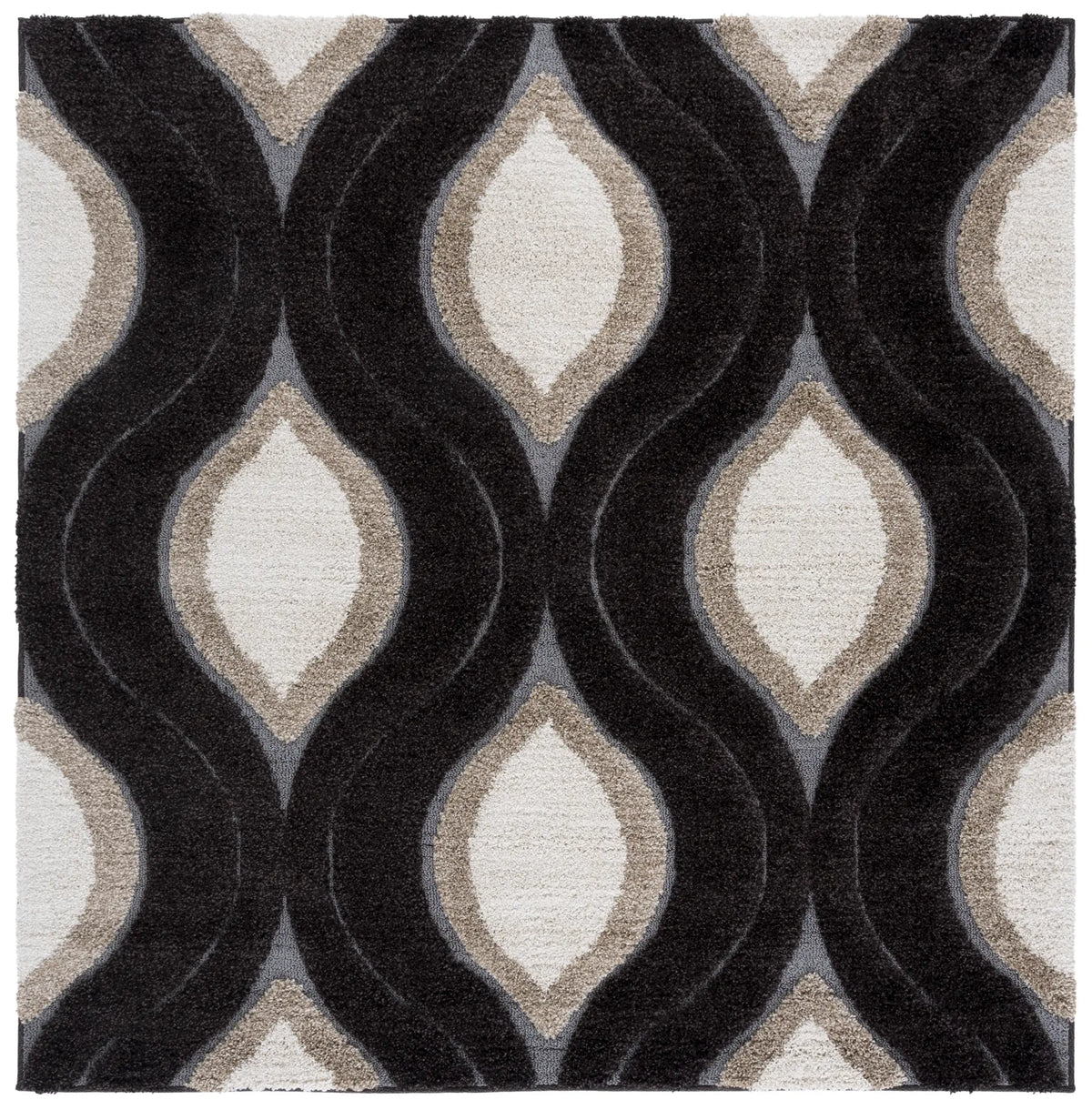 Safavieh Florida Shag 6'-7" x 6'-7" Rug in Dark Brown / Ivory