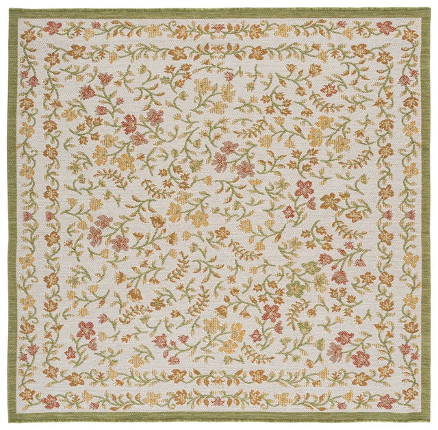 Safavieh Courtyard 6'-7" x 6'-7" Rug in Green Ivory / Red Yellow