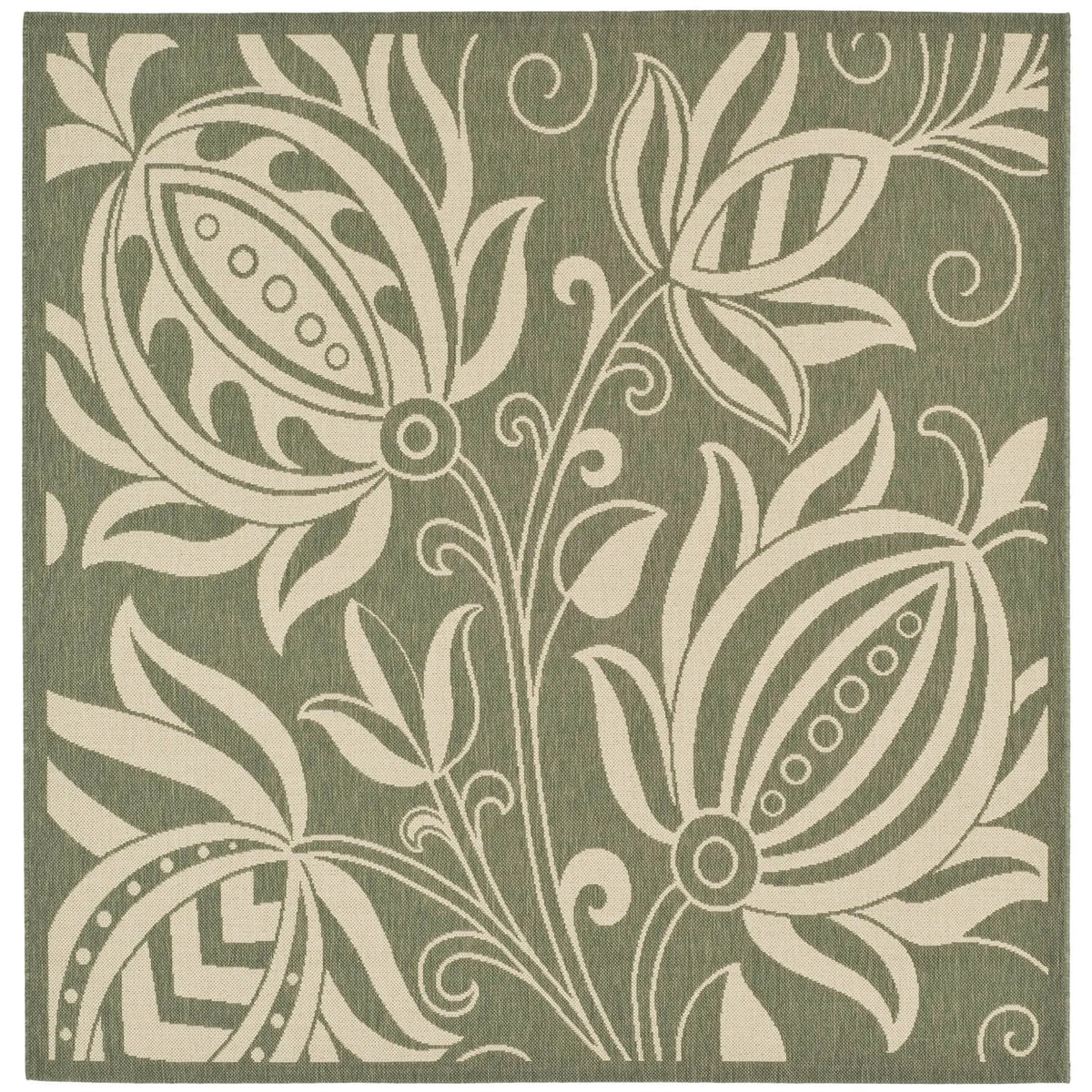 Safavieh Courtyard 7'-10" x 7'-10" Rug in Olive / Natural