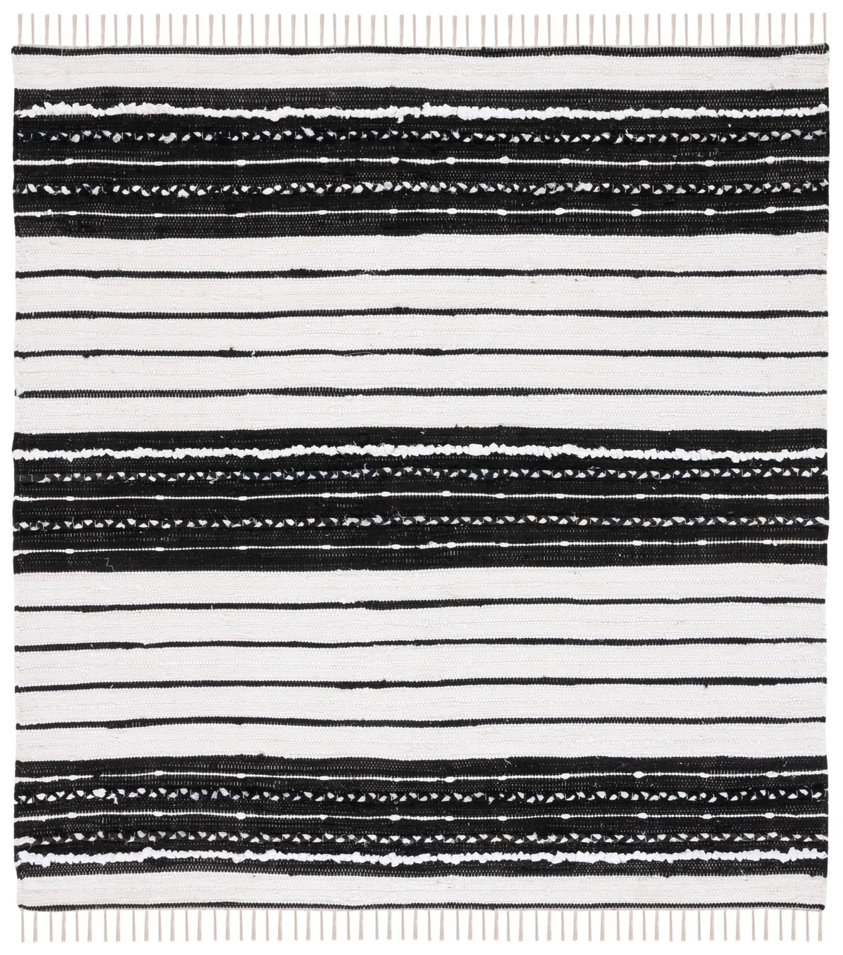 Safavieh Striped Kilim 6'-0" x 6'-0" Rug in Black / Ivory
