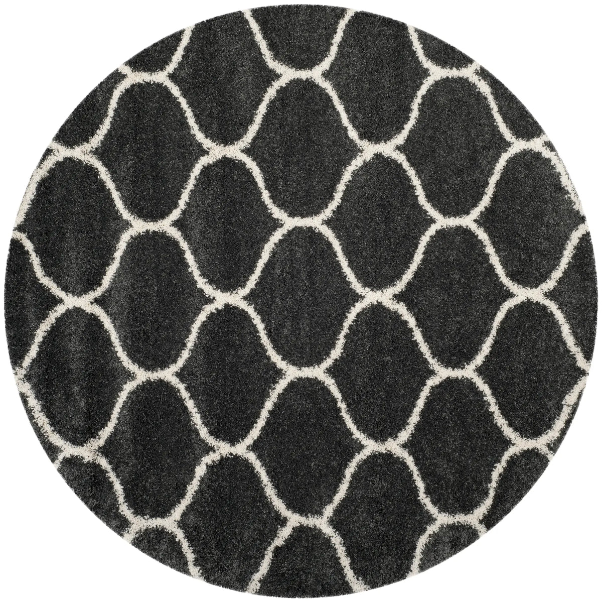 Safavieh Hudson Shag 5'-3" x 5'-3" Rug in Dark Grey / Ivory