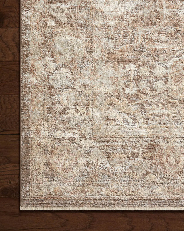 Loloi Sonnet Snn-09 Mocha/Tan Rug - corner on wood