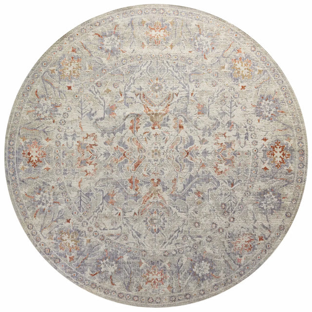 Chris Loves Julia x Loloi Rosemarie ROE-05 Oatmeal / Lavender Rug - round flat