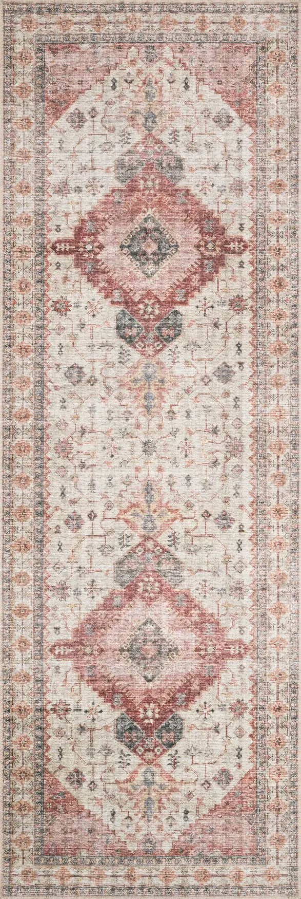 Loloi Skye Sky-02 Ivory/Berry Rugs - runner flat