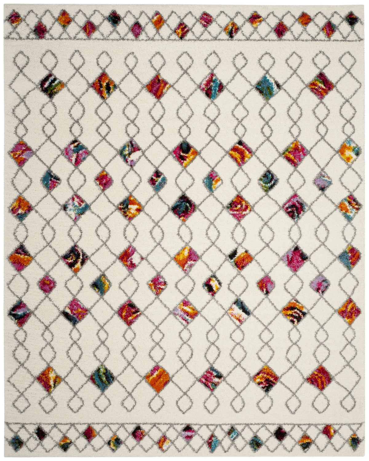 Safavieh Fiesta Shag 8'-0" x 10'-0" Rug in Cream / Multi