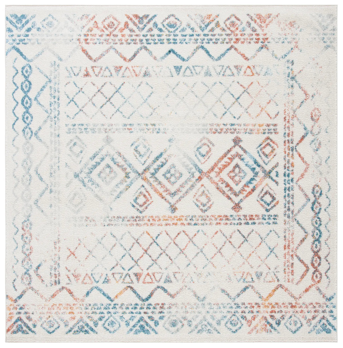 Safavieh Tulum 6'-7" x 6'-7" Rug in Ivory / Turquoise