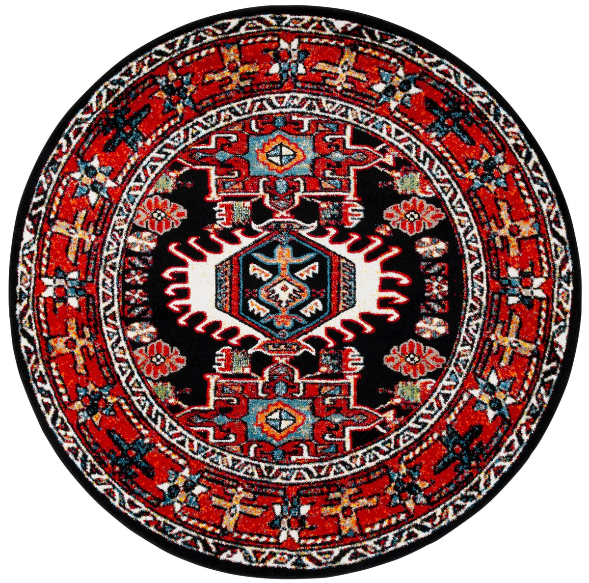 Safavieh Vintage Hamadan 6'-7" x 6'-7" Rug in Red / Black