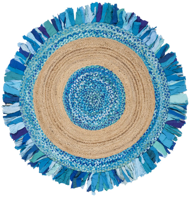 Safavieh Cape Cod 4'-0" x 4'-0" Rug in Turquoise / Natural
