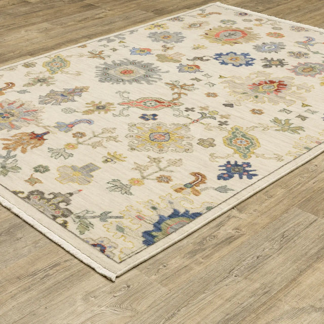 Oriental Weavers Lucca 5507W Ivory/ Multi Rug - angle detail