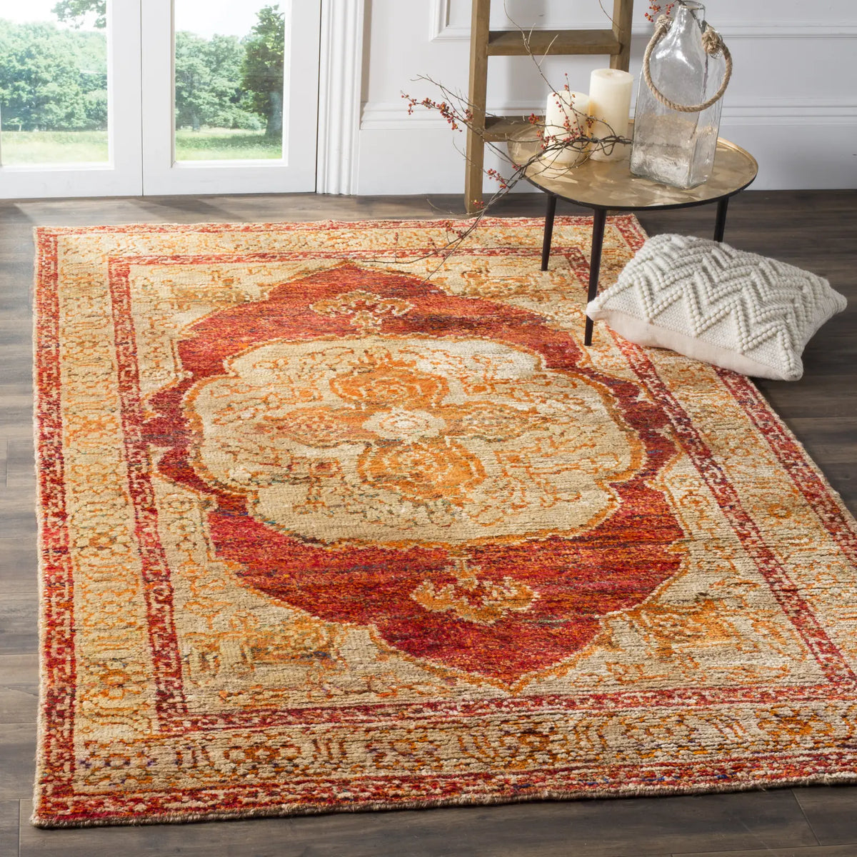 Safavieh Tangier 5'-0" x 8'-0" Rug in Red Orange / Beige