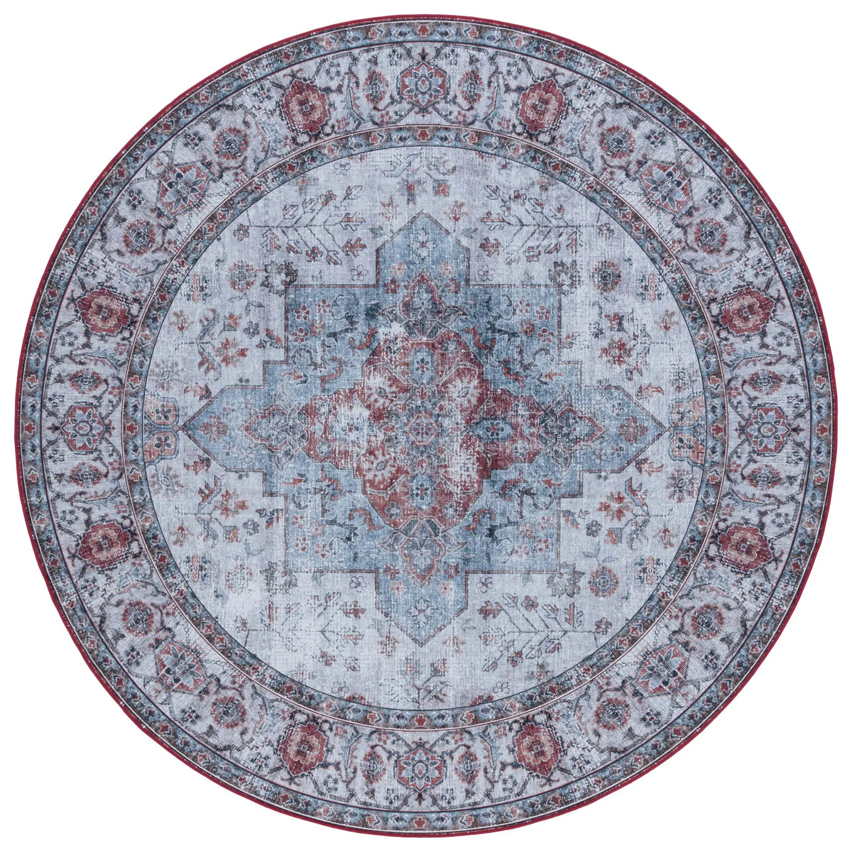 Safavieh Tucson 6'-0" x 6'-0" Rug in Light Blue / Rust