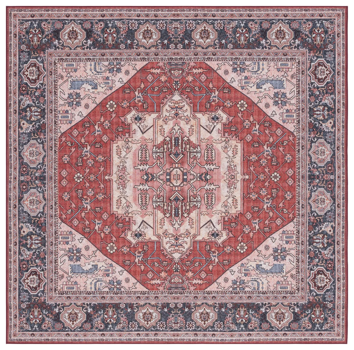 Safavieh Tucson 6'-0" x 6'-0" Rug in Red / Navy