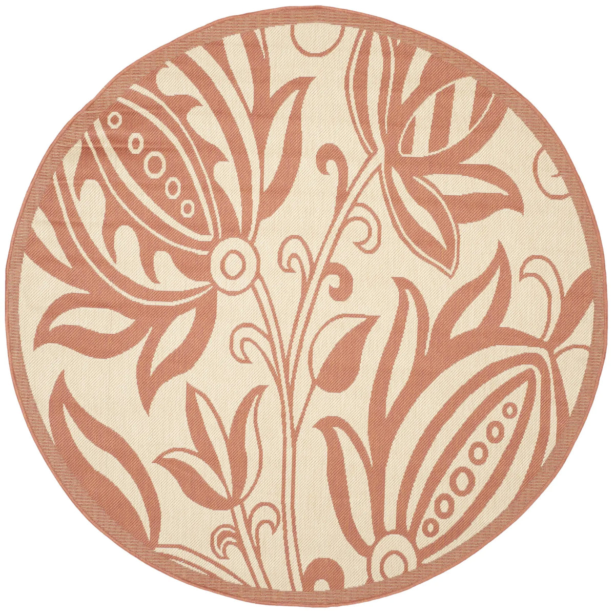 Safavieh Courtyard 5'-3" x 5'-3" Rug in Natural / Terra