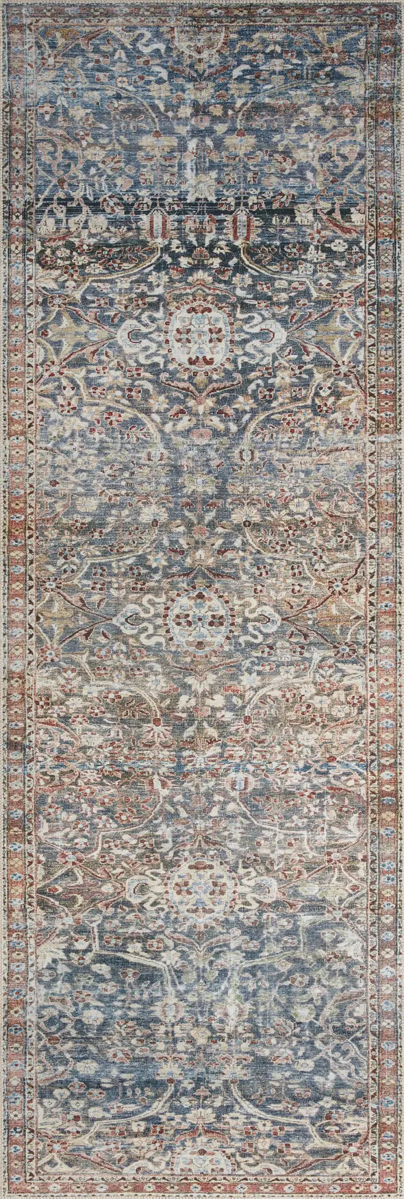 Chris Loves Julia x Loloi Jules 6-Jul Denim / Spice Rug - runner flat