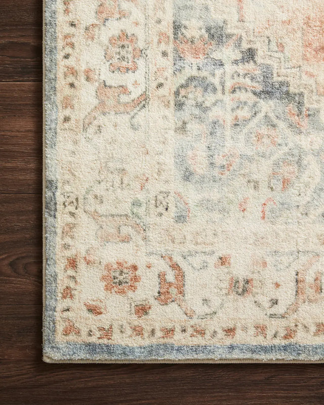 Loloi Rosette Ros-06 Clay/Ivory Rugs - corner on wood