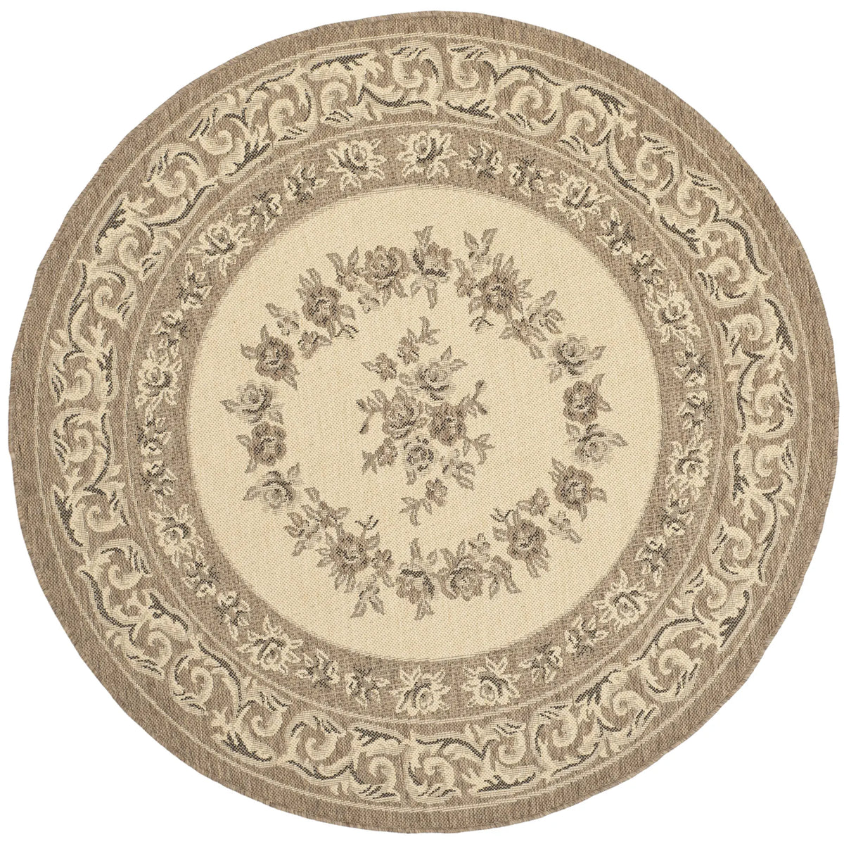 Safavieh Courtyard 5'-3" x 5'-3" Rug in Creme / Brown