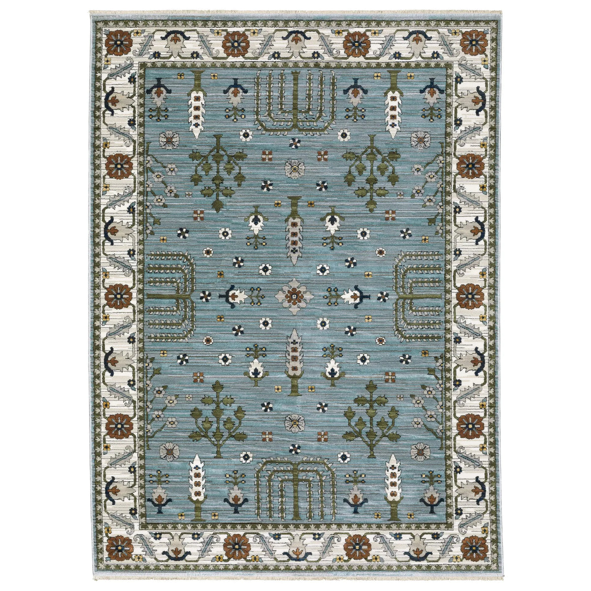 Oriental Weavers Sphinx KEIRA KEI06 Blue Floral Rugs - main flat