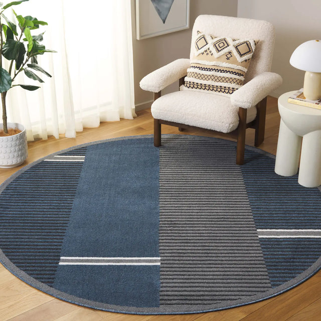 Safavieh Pyramid 6'-7" x 6'-7" Rug in Navy / Grey Black