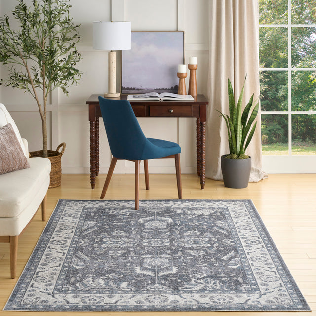 Nourison Astra Machine Washable ASW20 Machine Made Slate Rug