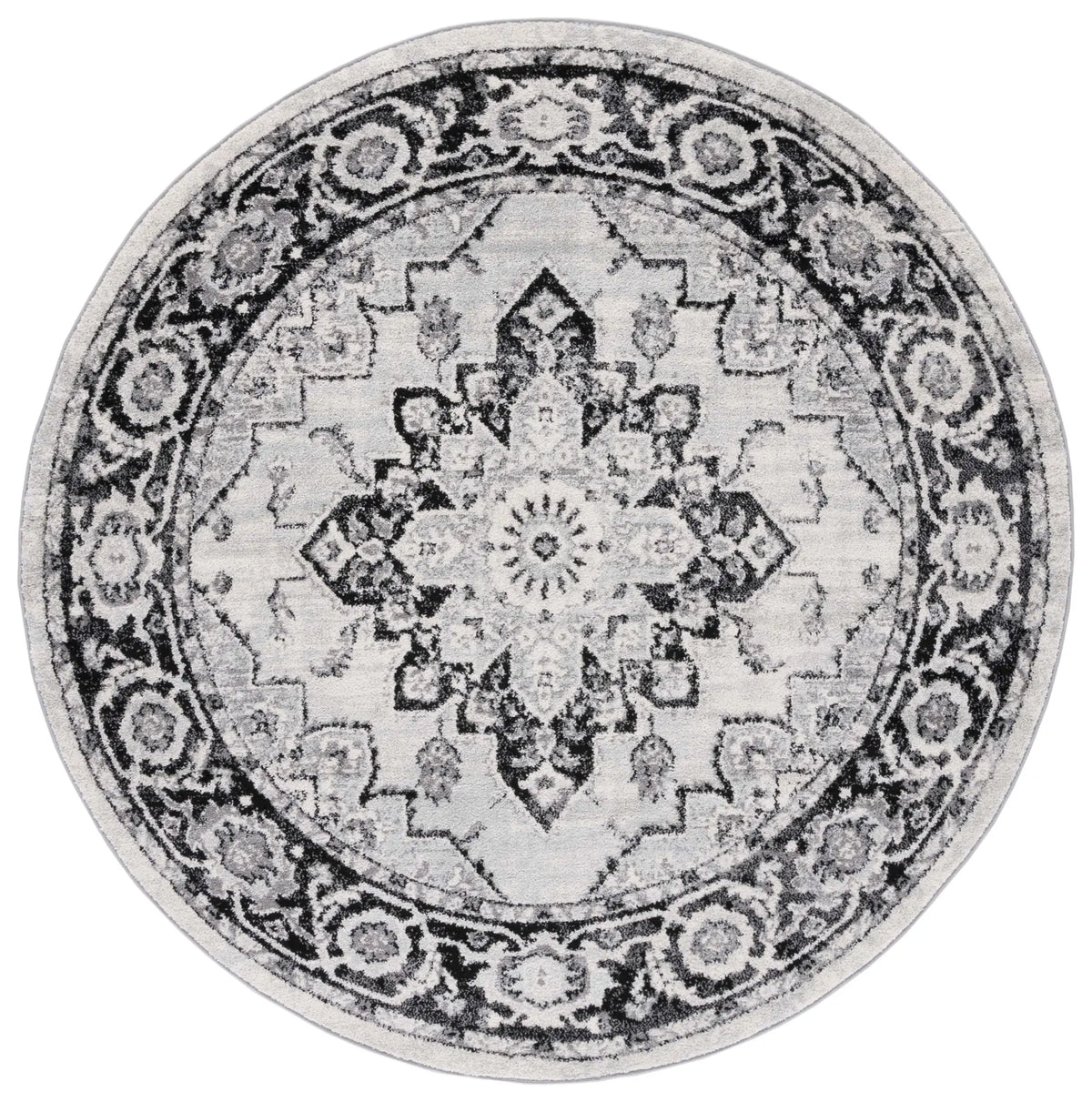 Safavieh Tulum 6'-7" x 6'-7" Rug in Ivory / Black