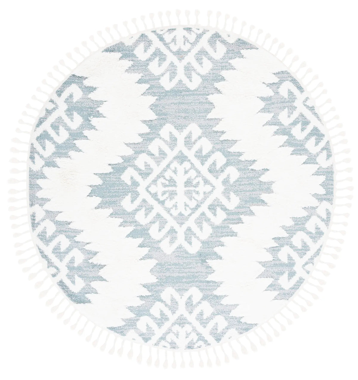 Safavieh Moroccan Tassel Shag 6'-7" x 6'-7" Rug in Teal / Ivory