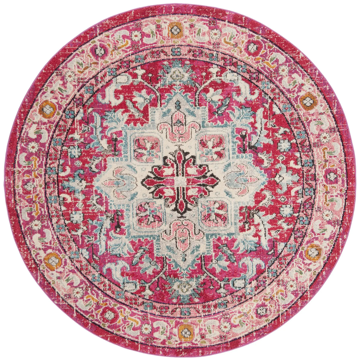 Safavieh Monaco 6'-7" x 6'-7" Rug in Fuchsia / Light Blue