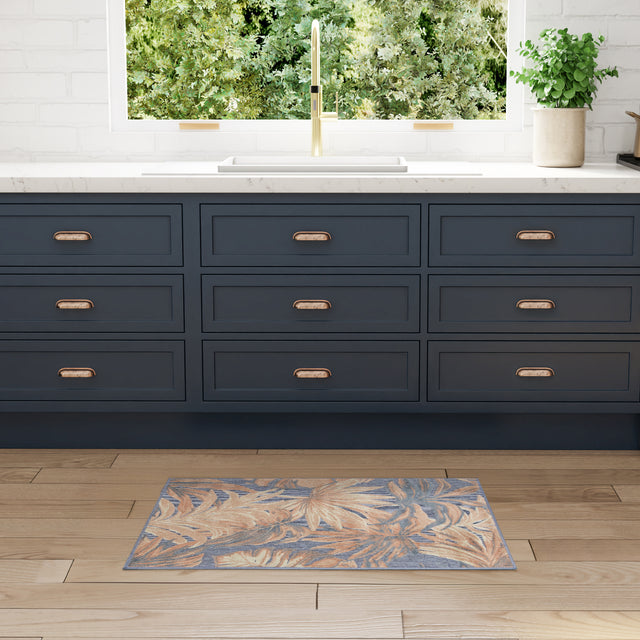 Nourison Aloha ALH43 Machine Made Blue, Rose Rug