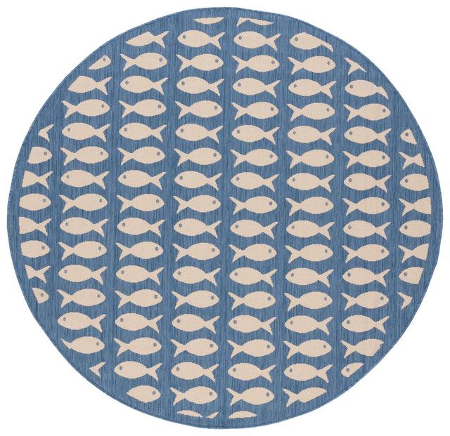 Safavieh Courtyard 5'-3" x 5'-3" Rug in Blue / Beige