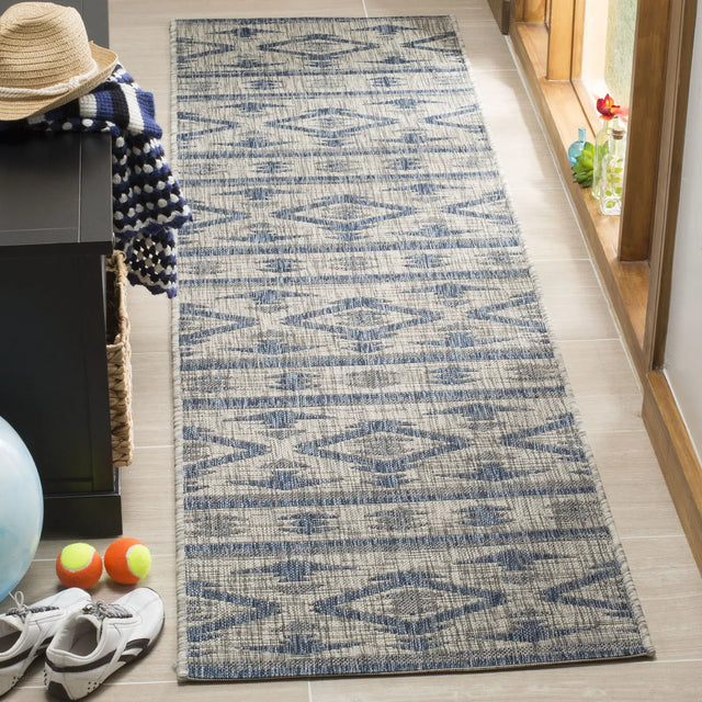 Safavieh Courtyard 2'-3" x 10'-0" Rug in Grey / Navy