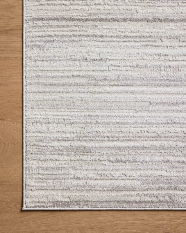 Loloi Townes TOW-05 Beige / Grey Rug - corner on wood