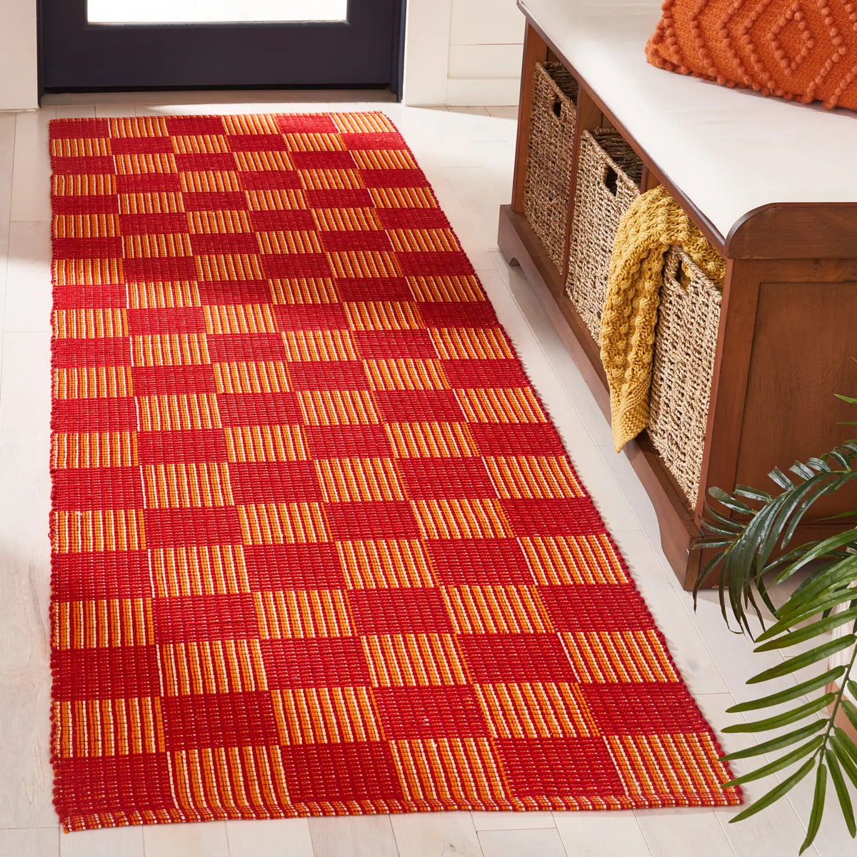 Safavieh Striped Kilim 2'-3" x 8'-0" Rug in Red / Rust