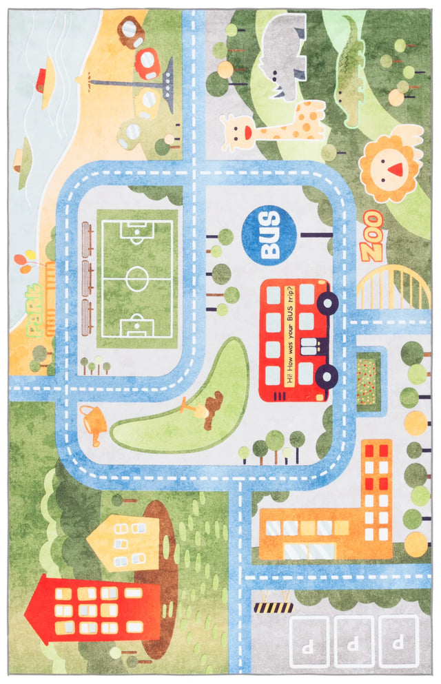 Safavieh Santa Monica Kids 4'-0" x 6'-0" Rug in Green / Grey