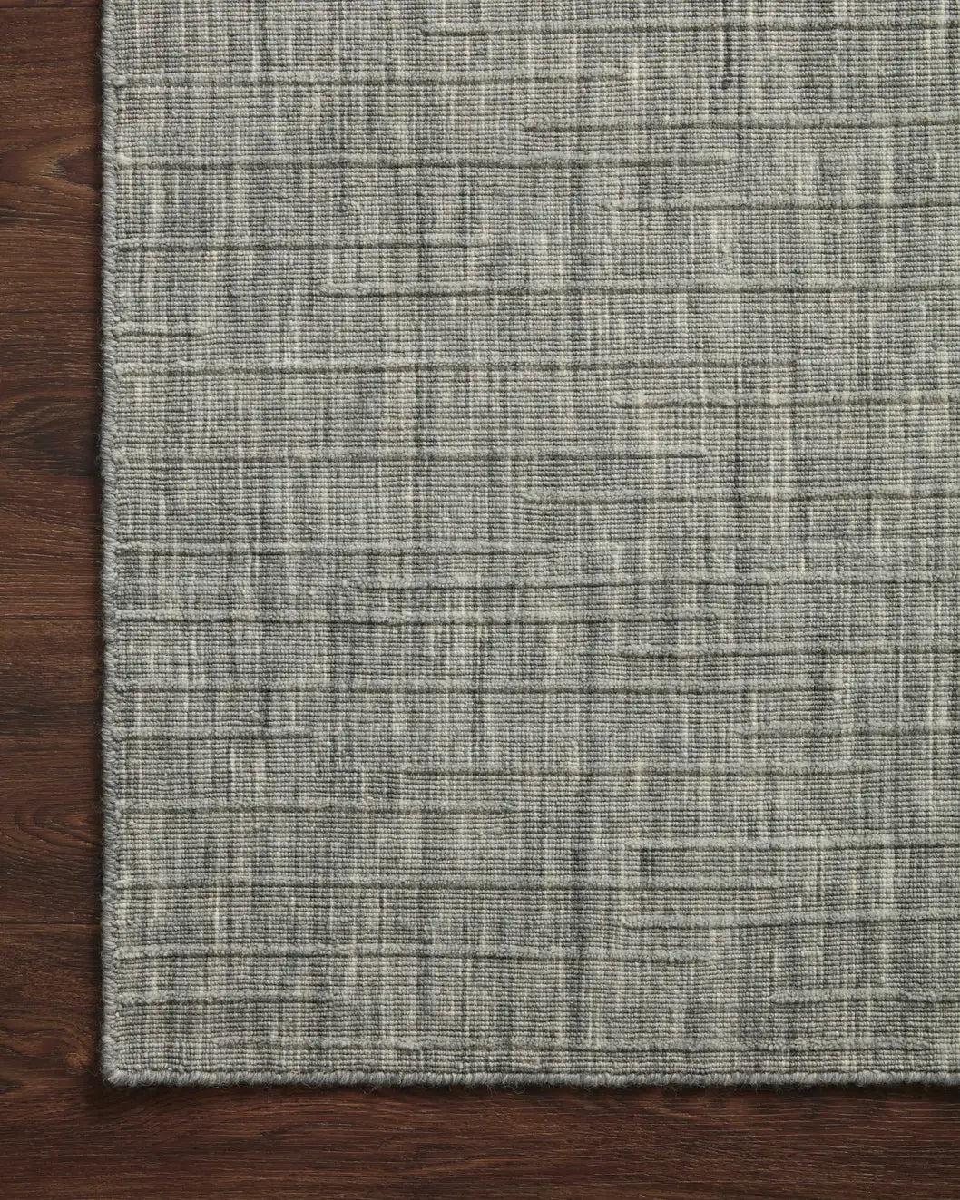 Loloi Brooks Bro-01 Grey Rug - corner on wood