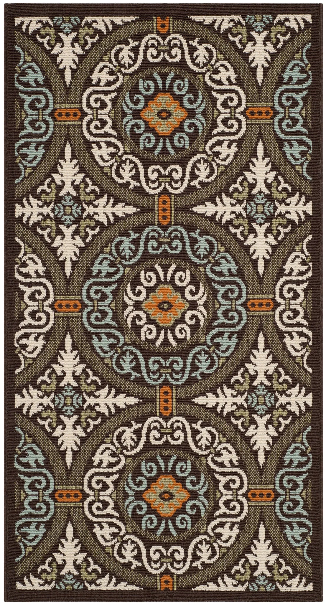 Safavieh Veranda 2'-7" x 5'-0" Rug in Chocolate / Aqua