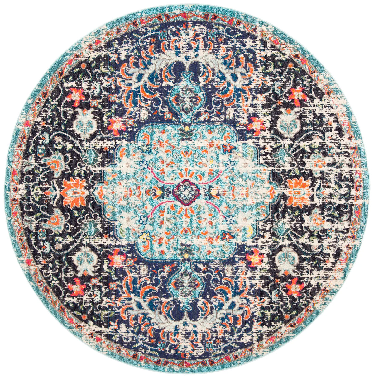 Safavieh Madison 5'-0" x 5'-0" Rug in Black / Teal