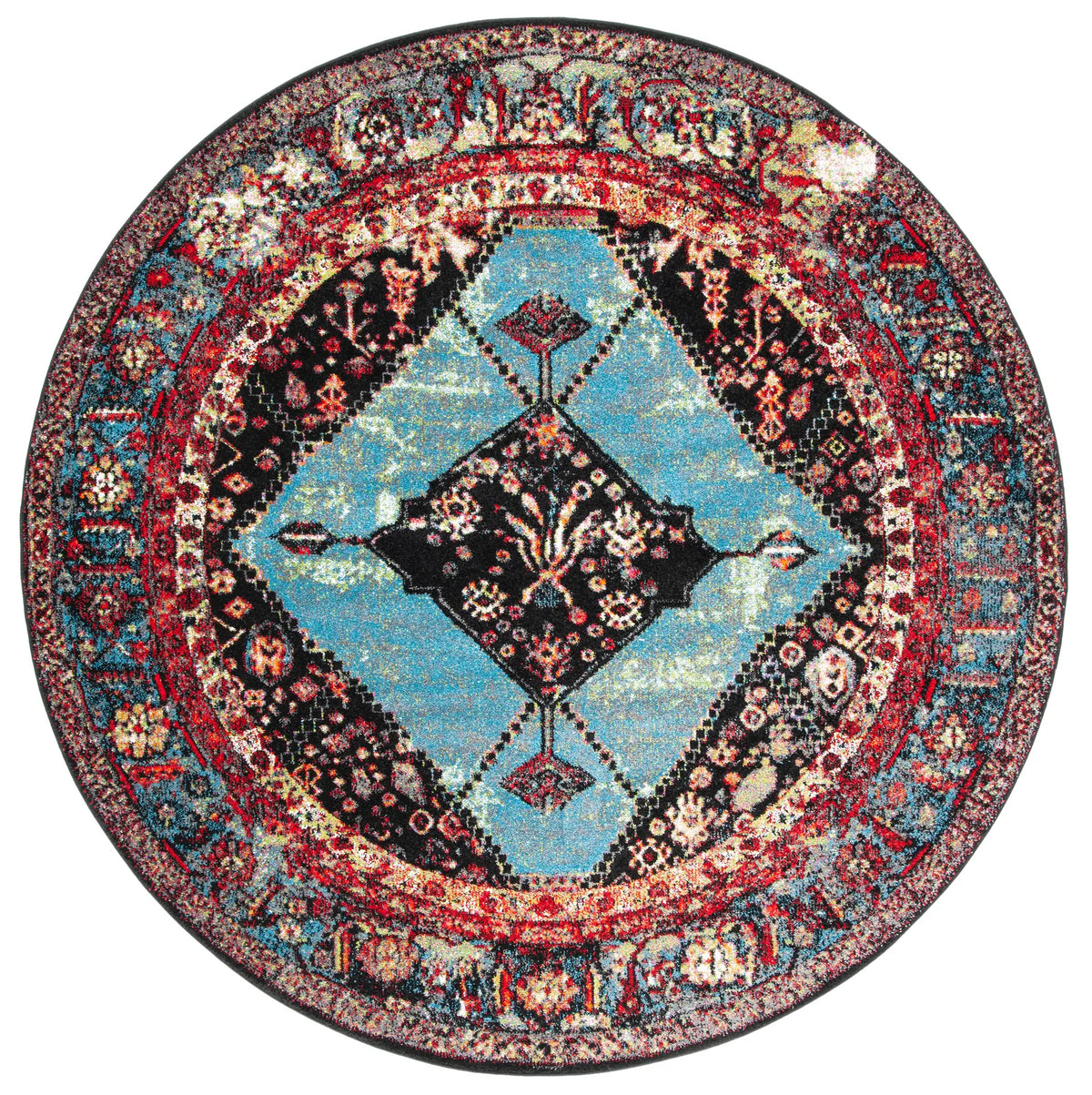 Safavieh Vintage Hamadan 6'-7" x 6'-7" Rug in Red / Light Blue